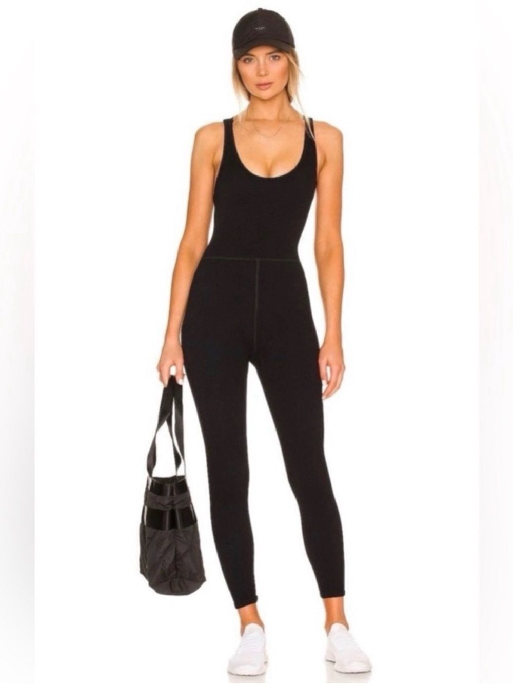 FREE PEOPLE MOVEMENT "FREE THROW" ONSIE BLACK RIBBED BODYSUIT IN A SIZE MEDIUM